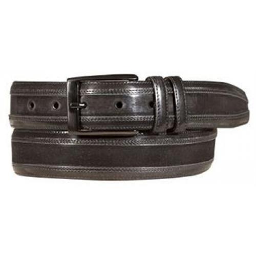 Mezlan Grey Genuine Antiqued Fashion Calfskin Belt - AO9393